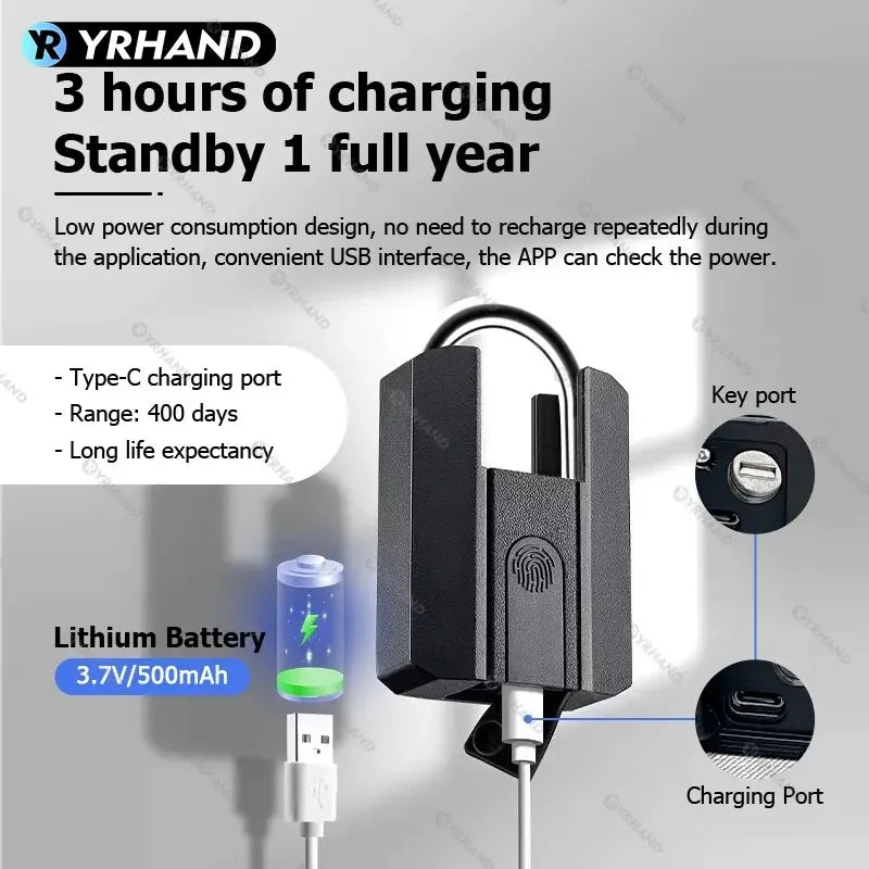 IP67 TTLock Bluetooth APP Smart Padlock Fingerprint Lock Keyless Mini Bag with Aleax Google Home Electronic Door Lock